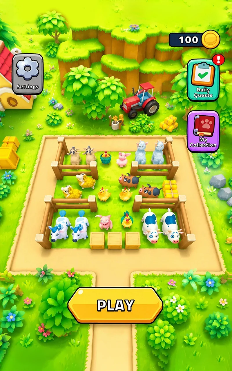 Barnyard Escape Blocks farm scene