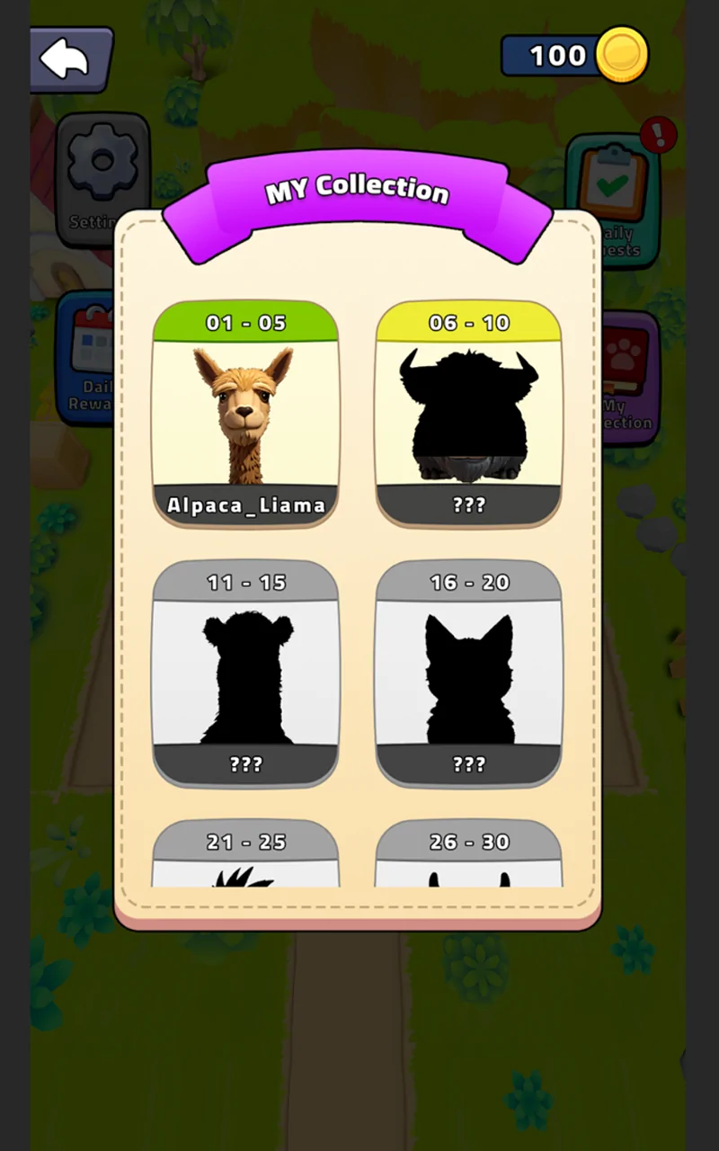 Daily quest screen